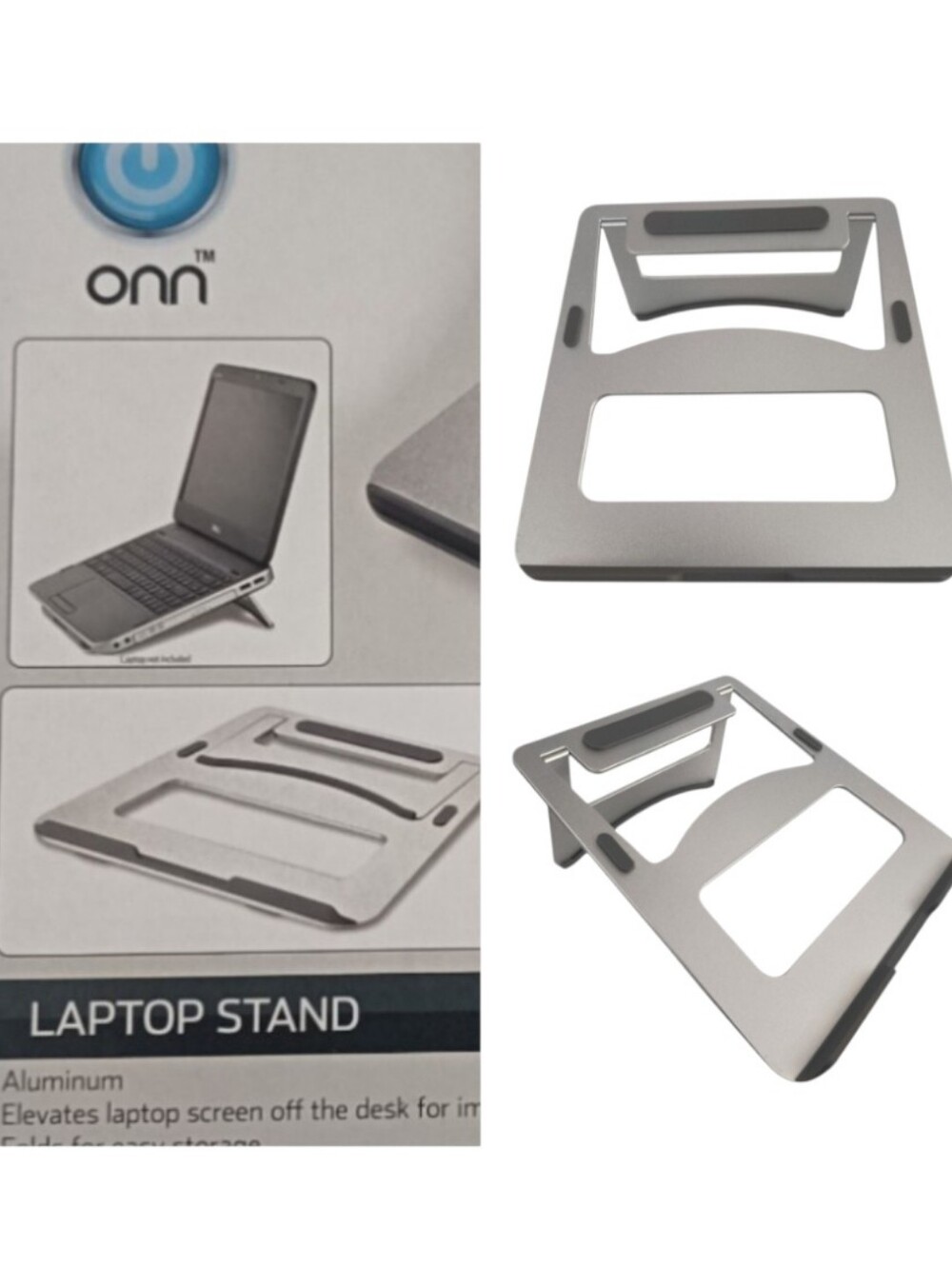 Onn Silver Adjustable Aluminum Portable Laptop Stand for 13"-17" laptops